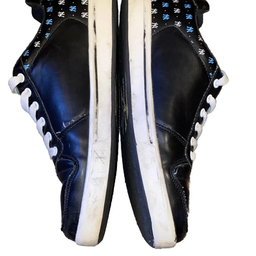 New York Yankees Leather Sneakers Logo Navy Embroidered Women's 5.5